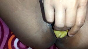 horny indian girl stuffs banana deep in her wet pussy xxx
