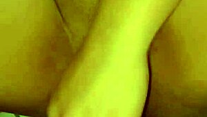 Petite housewife drilled deep on living room sofa