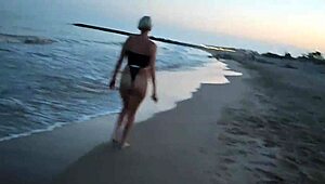 Blonde Flashes Tits Sucks Cock Public Beach Exhibition