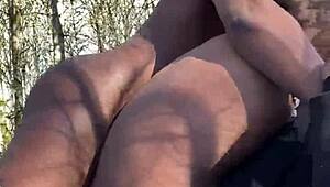 damn sexy bbw remi nearly caught taking big black cock park creampie!