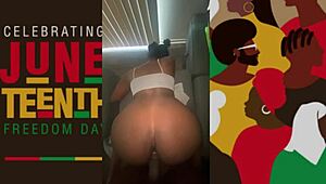 JUNETEENTH BLACK PUSSY RIDES MONSTER COCK TO SKINNY PETITE ORGASM!