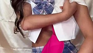 Hot damn! bitchy black gal japanese shemale schoolgirl dildos tight holes wildly!