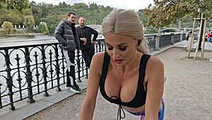 busty milf laura crystal gags on cock before anal dp cum swallow facial