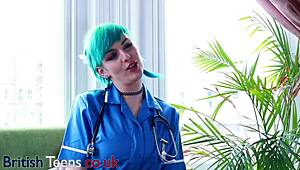 blue haired nurse in lingerie strokes sucks your cock during hot checkup 😘👩‍⚕️🍆