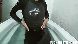 imagine her sexy latina ass pulsing underwater in extreme black neoprene blackout gear