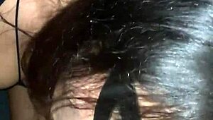 Went to swingers house, spread pussy in glory hole, devoured huge cock while cuck hubby jerked