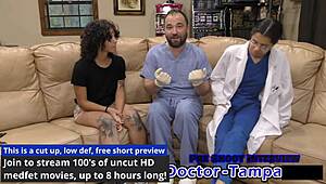 Dr Tampa Inspects Nicole Luvas' Petite Tits and Ass in Latex Gyno Exam