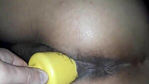 latina wife rides dildo to intense orgasm in bed
