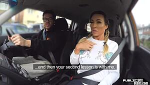 Busty Milf Orgasms Hard in Public Car Fuck Lesson!