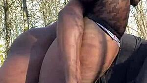 damn sexy bbw remi nearly caught taking big black cock park creampie!