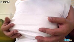 mature lady strips slow and teases her breasts