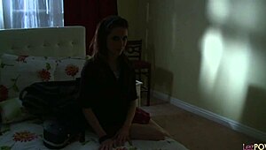 Stunning lesbians kiss then scissor hard while dildo-pounding shaved pussies