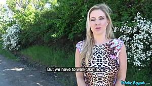 Public Agent Georgie Lyall Strips Naked for Outdoor Group Blowbang Cumshot