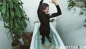 imagine her sexy latina ass pulsing underwater in extreme black neoprene blackout gear