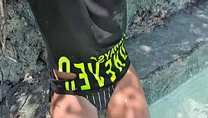 Horny Blonde Teen Lady Fingers Wet Pussy To Orgasm Publicly By Sea