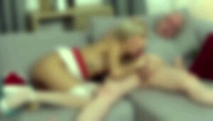 Old Man Fucks Horny Blonde Santa Under Christmas Tree