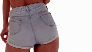 sexy danish slut shakes tight ass in jean shorts dancing hard