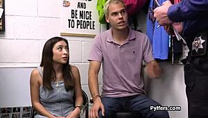 Petite Latina Thief Gangbanged Hard In Backroom Casting Bust!