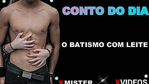 baptism with milk drips suggestively on amateur brazilian curves