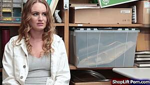 Store Security Guard Pounds Busty Blonde Shoplifter's Holes Deep