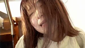 H-cup lingerie saleswoman bunny cosplay bends over for Japanese cumshot