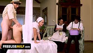 during freeuse hour the milf got her ass destroyed after screwing up work then creampied deep