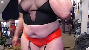 Mature beauty teases big tits and ass in wet t-shirt mirror play every morning