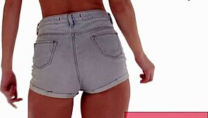 sexy danish slut shakes tight ass in jean shorts dancing hard