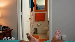 Stepmom's skimpy bikini on vacation got me hard so the curvy tanned milf jerked my monster cock till i came.