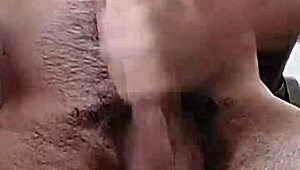 latina strokes her fat monster cock hard in amateur masturbation closeup