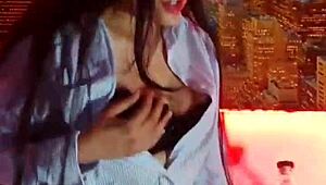 hot latina flashes tits and masturbates with dildo outdoors!