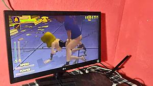 i catch her playing porn game and she begs for rough anal riding to orgasm