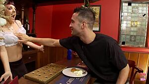 brunette slut rides monster cock cowgirl while dirty talking in stockings!