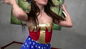 Aubree valentine as wonder woman rides monster cock cowgirl style