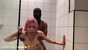 shower bbc suck then narrow ass anal for tattooed latina neighbor