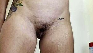 Her Plump Ass Teases with Steamy Shower Pee Show