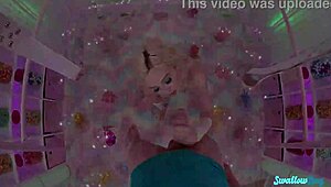 hot tiny blonde teen's tight pussy rides massive horny cock deep