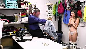 Petite Latina Thief Gangbanged Hard In Backroom Casting Bust!