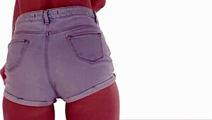 sexy danish slut shakes tight ass in jean shorts dancing hard