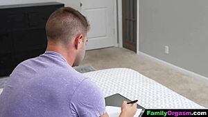 Rogue redhead cousin bends over for cousins cock during degree exam fuck