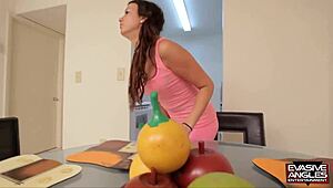 Evasive Angles Big Boobie Teen Babysitter Kelsey Jones Sucks Cock