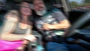 Taking Blonde's Tight Ass Raw on Car Ride Creampie Adventure