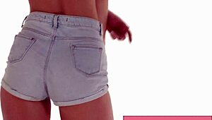 sexy danish slut shakes tight ass in jean shorts dancing hard