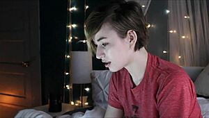 Busty girlfriend's short hair hides dirty webcam secrets with big natural tits