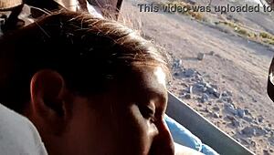 😏 teen babe pisses public then risks deepthroat blowjob on camping trip for bf!!