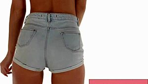 sexy danish slut shakes tight ass in jean shorts dancing hard
