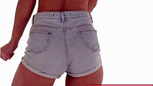 sexy danish slut shakes tight ass in jean shorts dancing hard