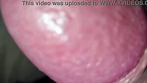 amateur euro tattooed babe jerks intense cock to massive cum explosion finale