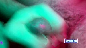 stroking massive cock to explosive frontal cumshot close-up