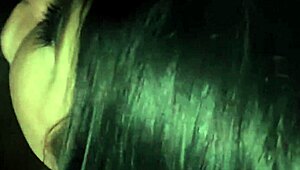 Chubby brunette wife with big natural tits slurps lucky BBC monster head deep